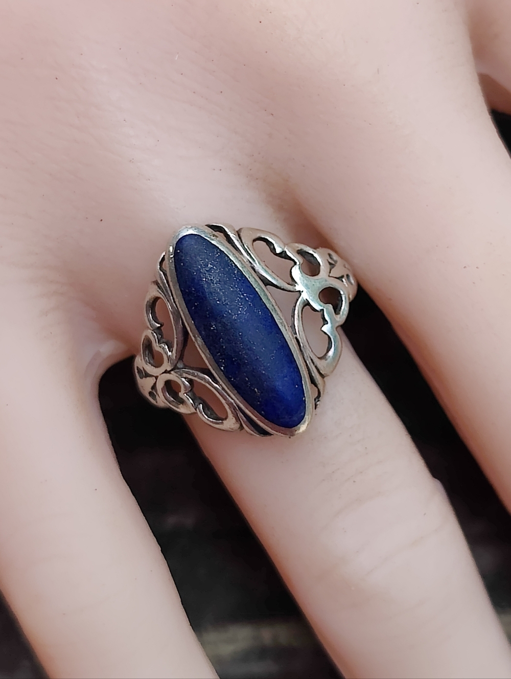 Vintage Sterling Kabana Lapis Lazuli Ring - Picture 4 of 7